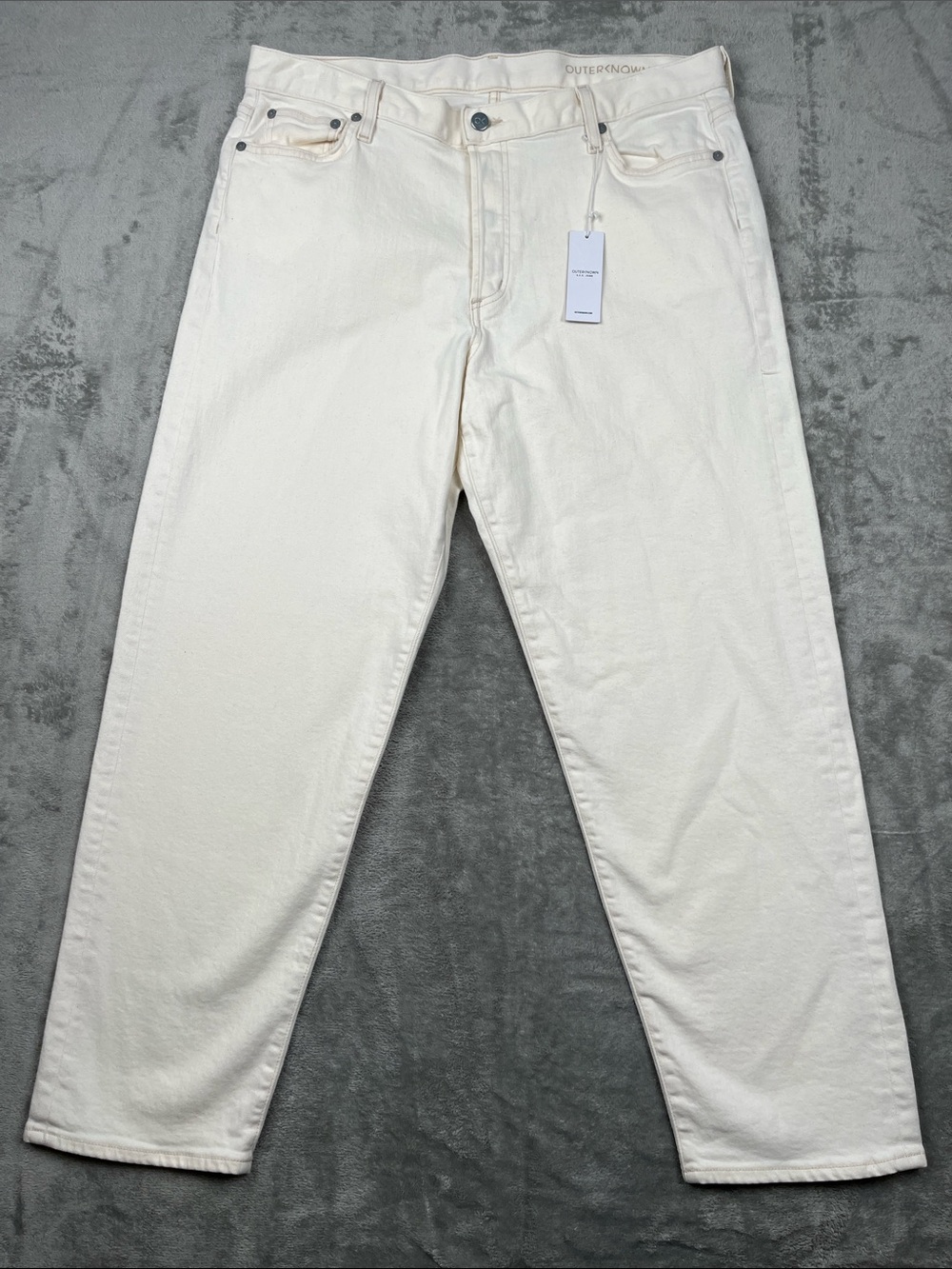 NEW Outerknown 31 Women's Cream Fillmore Boyfriend Straight-Leg SEA Jeans